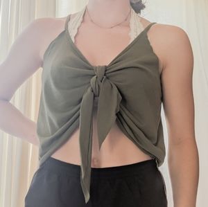 Green tie tank top